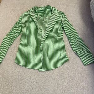 Green Striped Button-Up Shirt